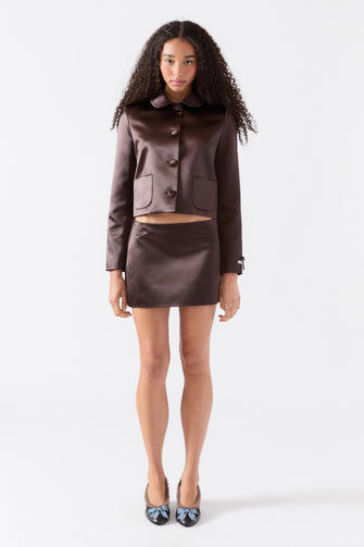 JUICE SKIRT IN BRUNETTE SATIN
