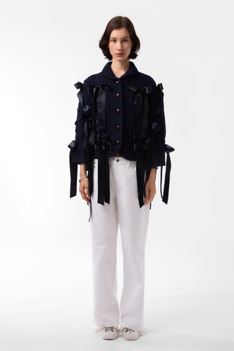 COBBLE CARDIGAN IN DARK NAVY