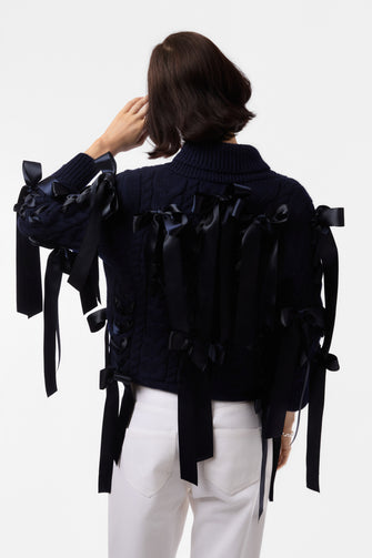 COBBLE CARDIGAN IN DARK NAVY
