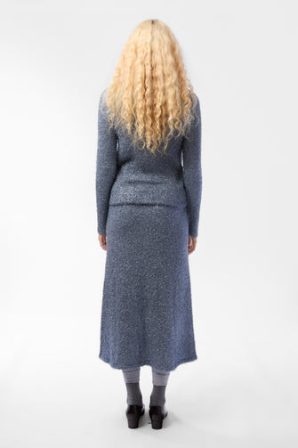 GREENWICH KNIT SKIRT IN ICE BLUE TINSEL