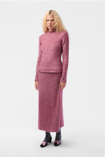 GREENWICH KNIT SKIRT IN PINK TINSEL