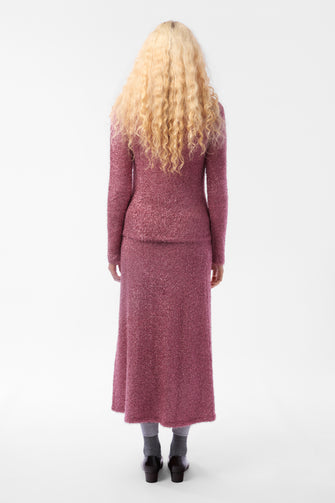GREENWICH KNIT SKIRT IN PINK TINSEL