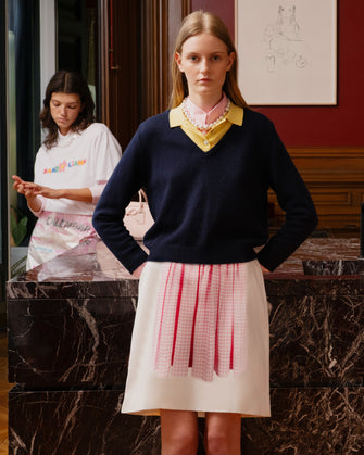 INA SKIRT IN TROMPE-L'OEIL APRON