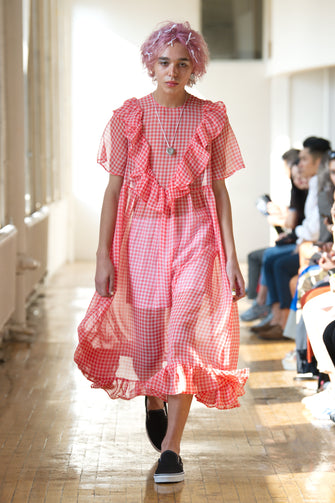 sandy liang pink dress Sandy Liang SSENSE Exclusive Pink Arden Minidress Sandy Liang