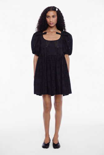 HUGO DRESS IN BLACK EYELET
