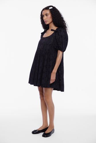 HUGO DRESS IN BLACK EYELET