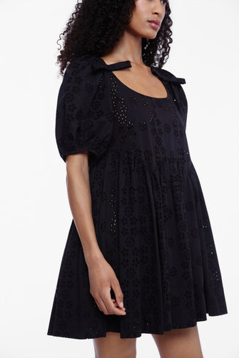 HUGO DRESS IN BLACK EYELET