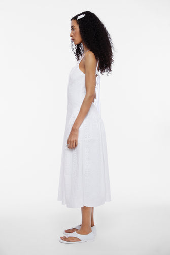 CRICKET DRESS IN WHITE EYELET