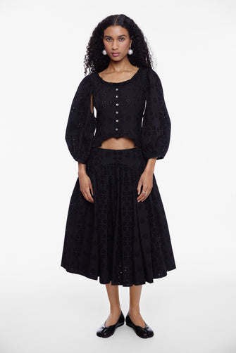 MURANO SKIRT IN BLACK EYELET