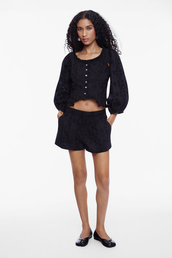 SAGO SHORTS IN BLACK EYELET