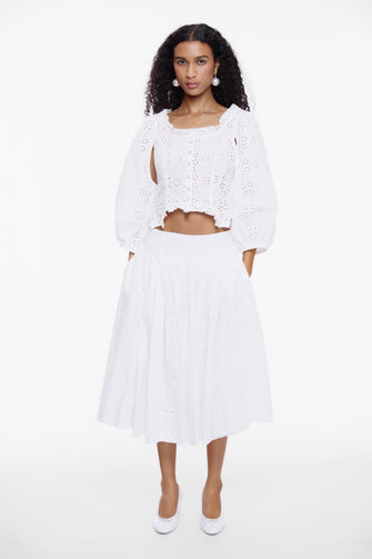 MURANO SKIRT IN WHITE EYELET