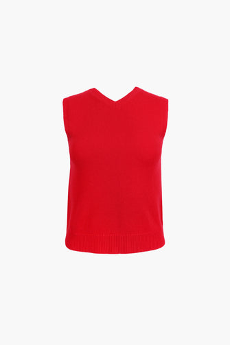 CASHMERE SHRUNKEN VEST IN RED