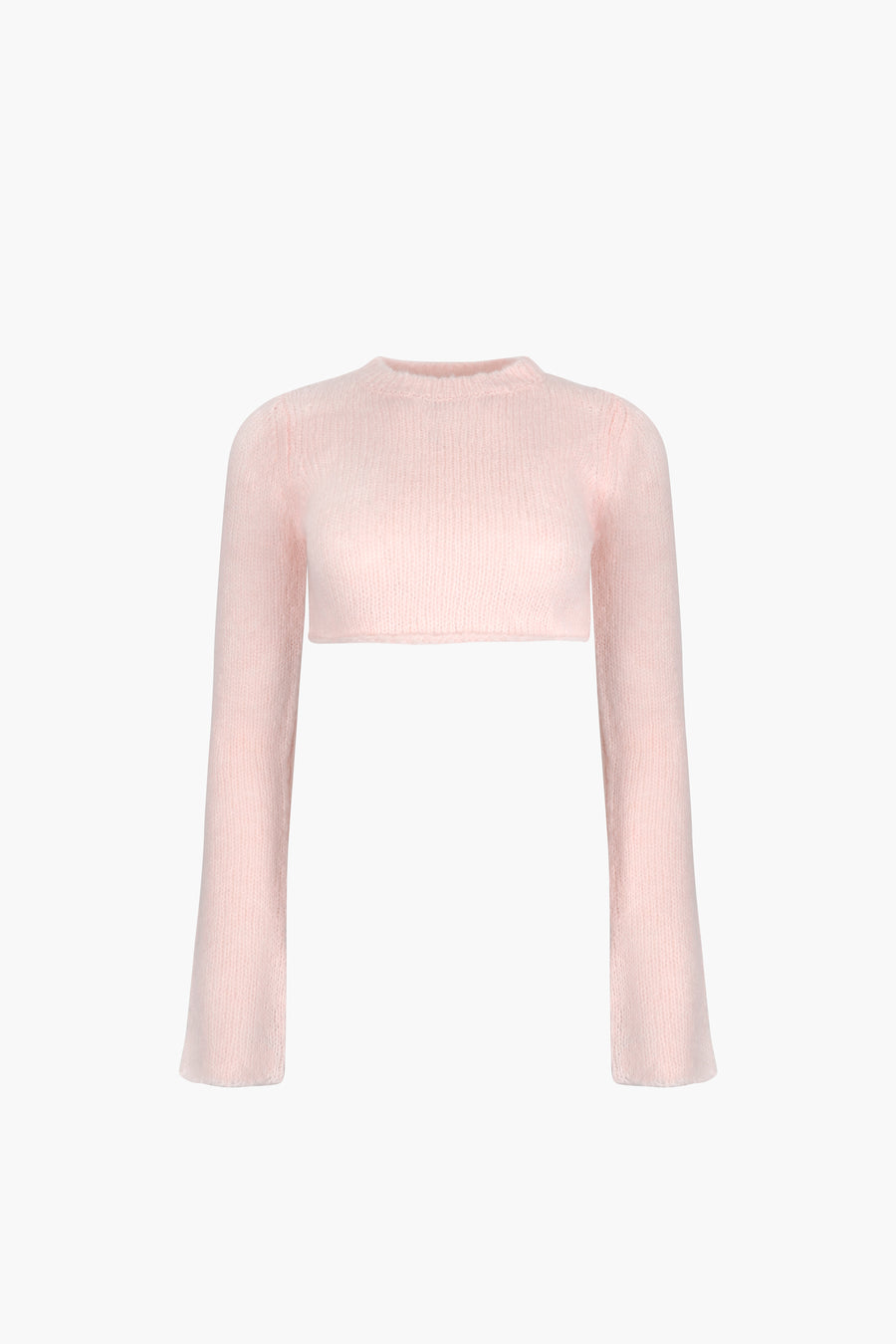 Cropped knit sweater in blush pink