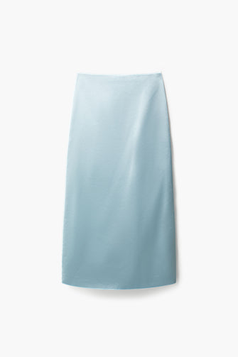 TOES SKIRT IN ICE BLUE SATIN