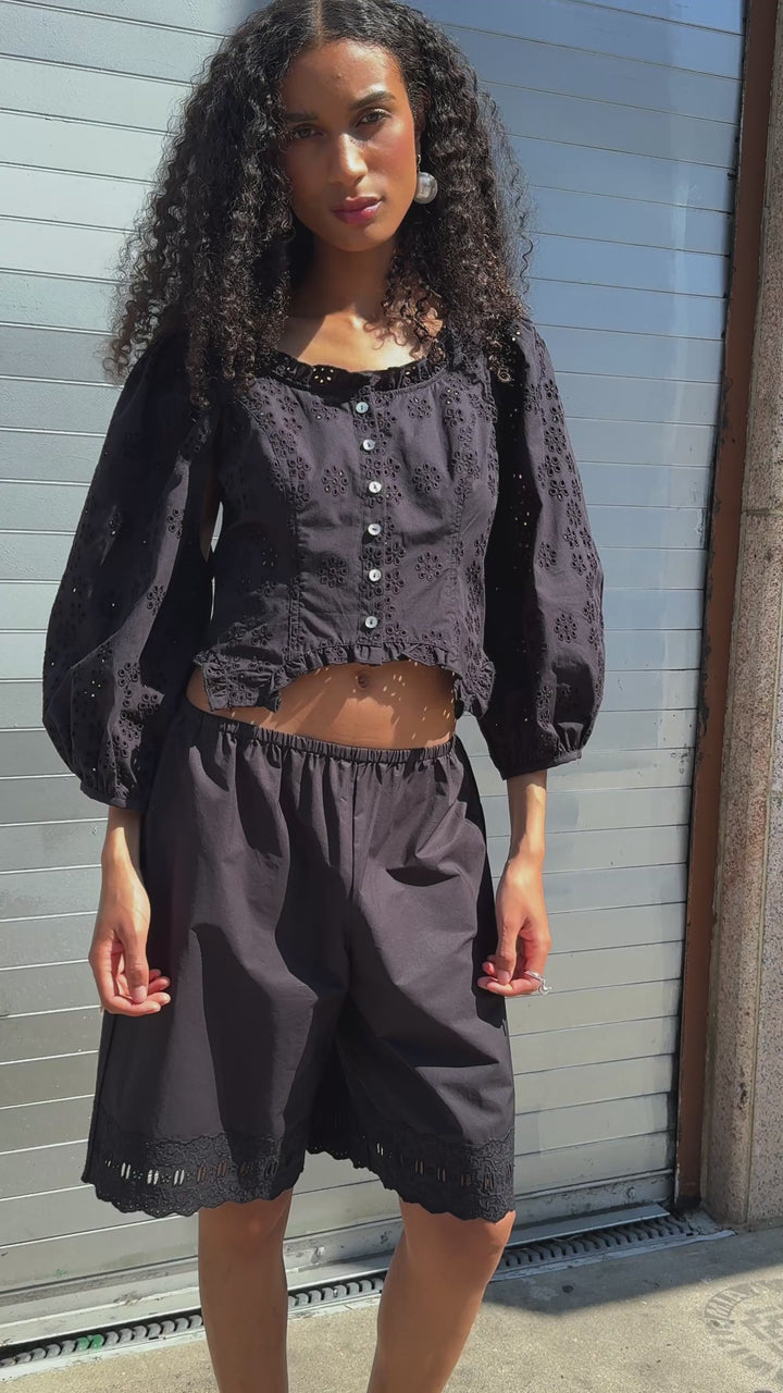 PALISADE TOP IN BLACK EYELET – SANDY LIANG