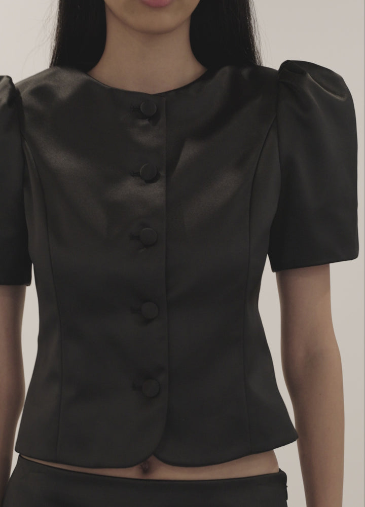 BONNY JACKET IN BLACK SATIN – SANDY LIANG
