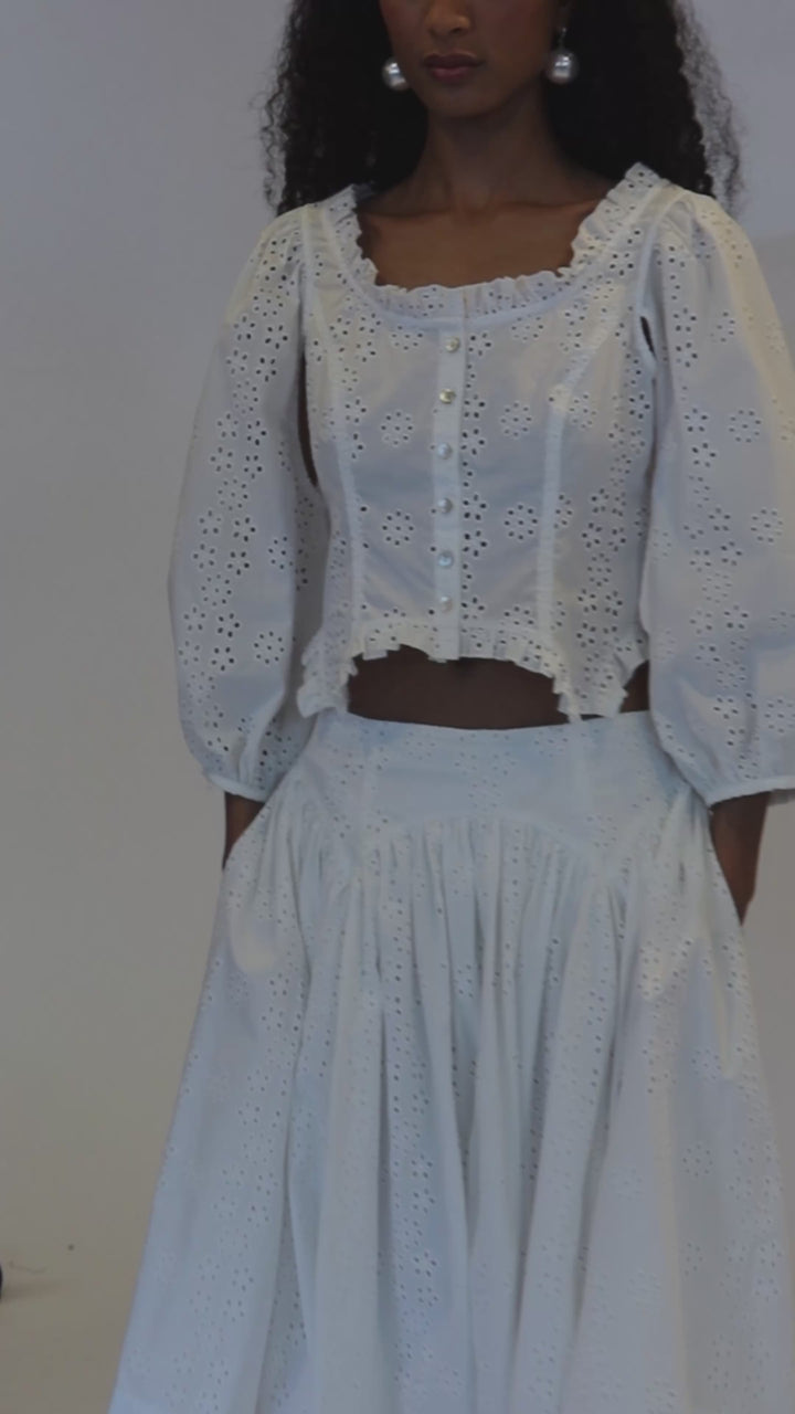 PALISADE TOP IN WHITE EYELET – SANDY LIANG