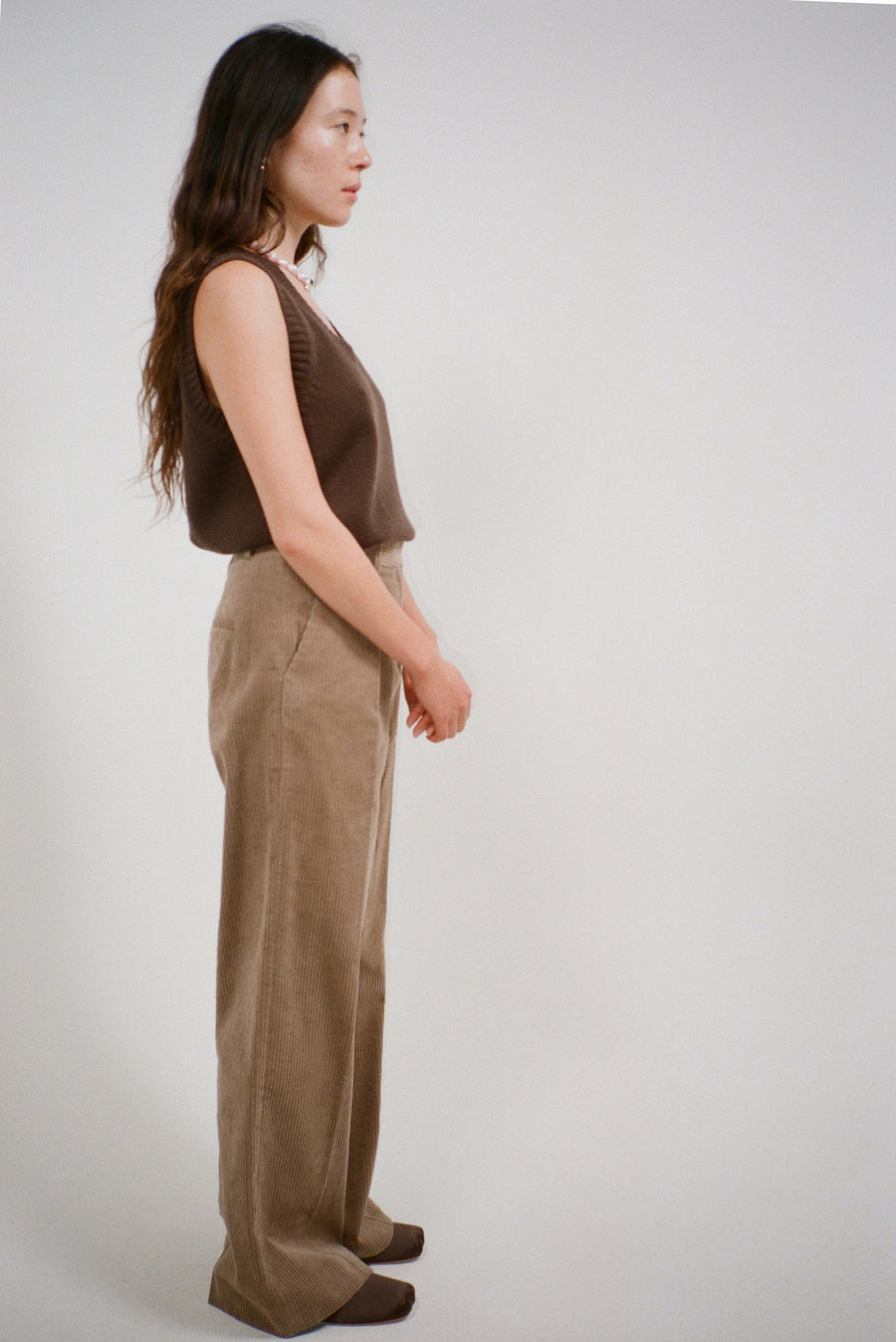 STEM PANTS IN TAUPE CORDUROY